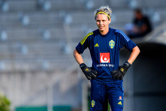 Goalkeeper Jennifer Falk of the Swedish women's national