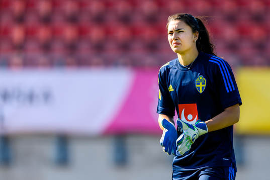Goalkeeper Zecira Musovic of the Swedish women's national