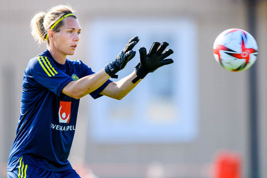 Goalkeeper Jennifer Falk of the Swedish women's national