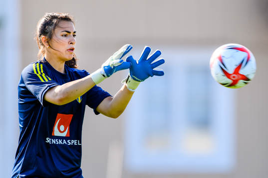 Goalkeeper Zecira Musovic of the Swedish women's national
