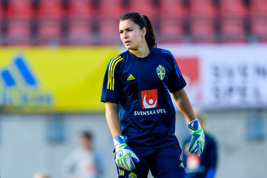 Goalkeeper Zecira Musovic of the Swedish women's national