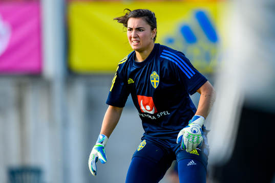Goalkeeper Zecira Musovic of the Swedish women's national