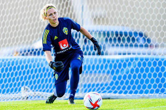 Goalkeeper Jennifer Falk of the Swedish women's national