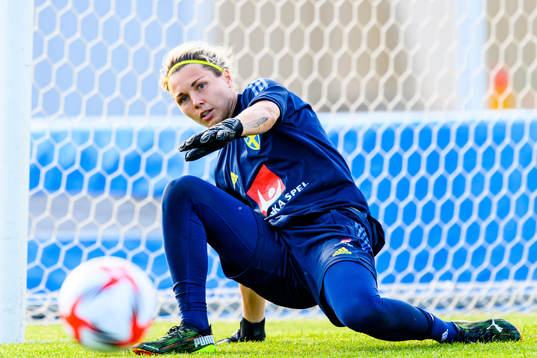 Goalkeeper Jennifer Falk of the Swedish women's national