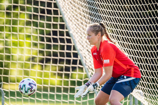 Goalkeeper Aurora Mikalsen of the Norwegian women’s