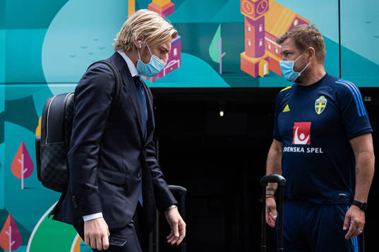 Emil Forsberg of the Swedish national football team arrives