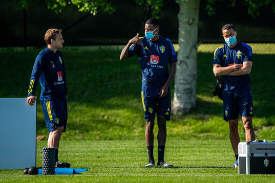 Pierre Bengtsson, Alexander Isak and Robin Quaison of the