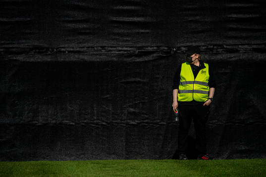 A security guard of the Swedish national football team at a