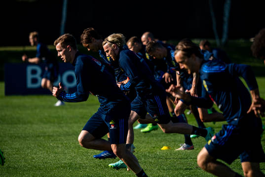 Emil Krafth and Emil Forsberg of the Swedish national