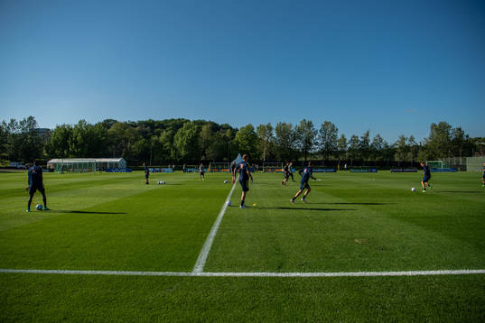 Players of the Swedish national football team at a training