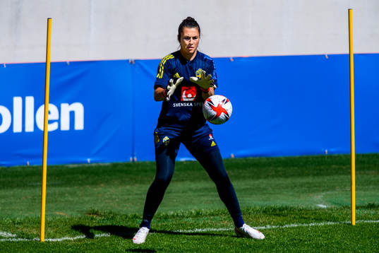 Goalkeeper Zecira Musovic of the Swedish women's national