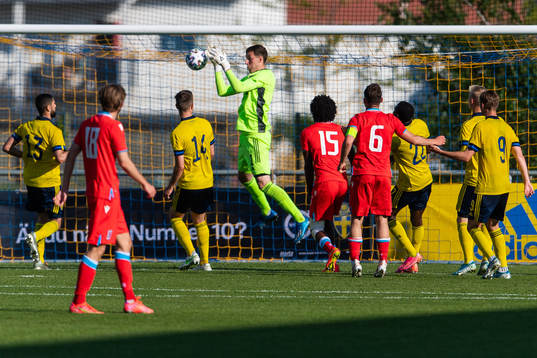 Goalkeeper Samuel Brolin of Sweden