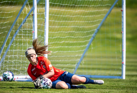 Goalkeeper Guro Pettersen of the Norwegian women’s