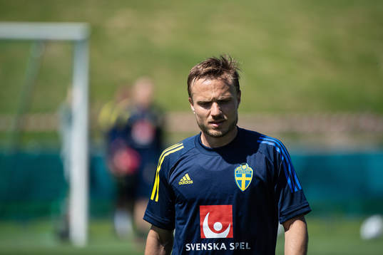 Pierre Bengtsson of the Swedish national football team at a