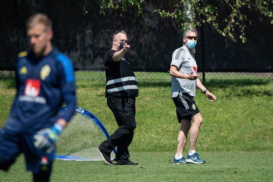 A security guard and Head of security Jan Gustavsson of the