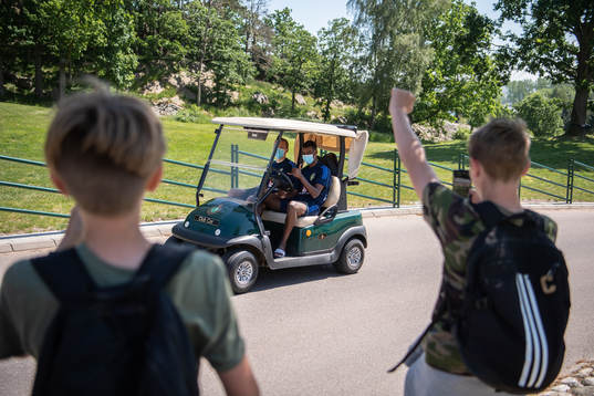 Ludwig Augustinsson and Alexander Isak of the Swedish