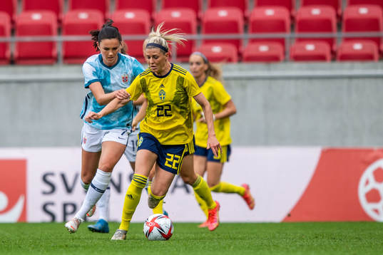 Ingrid Syrstad Engen of Norway and Olivia Schough of Sweden
