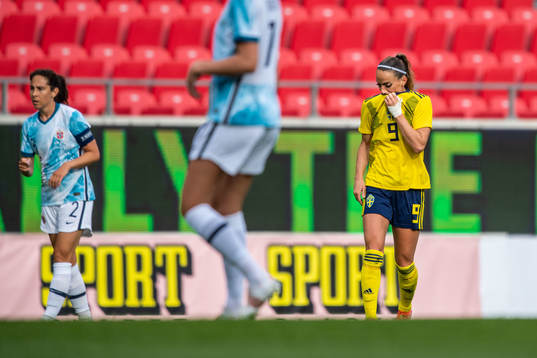 Kosovare Asllani of Sweden looks dejected