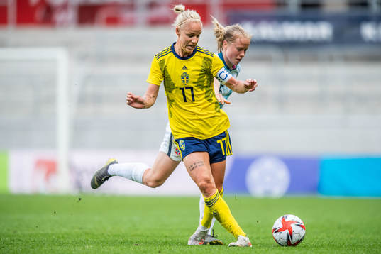 Caroline Seger of Sweden and Julie Blakstad of Norway