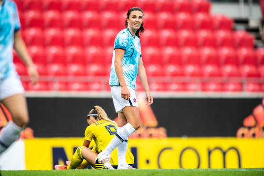 Ingrid Syrstad Engen of Norway looks dejected