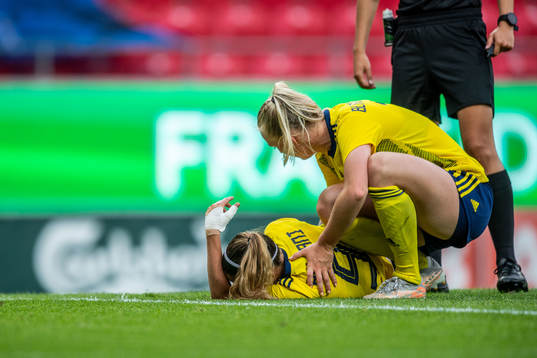 Kosovare Asllani of Sweden in pain