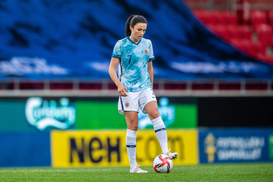 Ingrid Syrstad Engen of Norway looks dejected