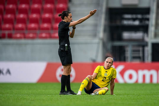 Jonna Andersson of Sweden in pain