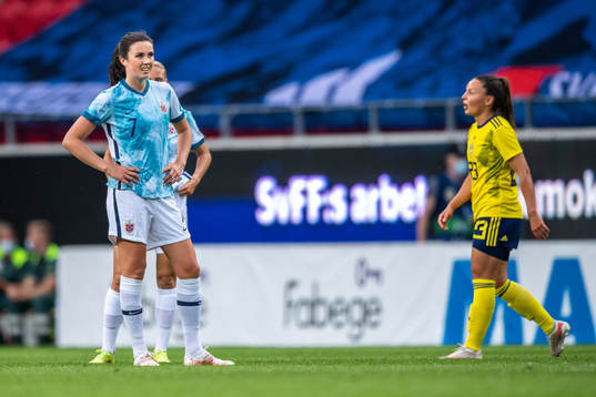 Ingrid Syrstad Engen of Norway looks dejected