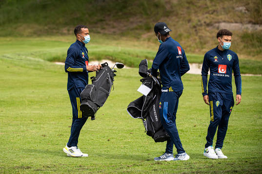 Robin Quaison, Alexander Isak and Jordan Larsson of the