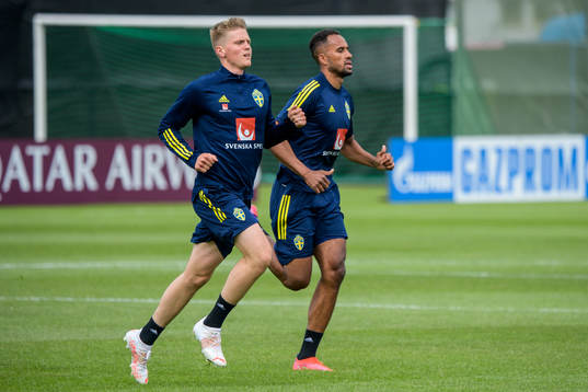 Joakim Nilsson and Isaac Kiese Thelin of the Swedish