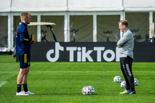 Goalkeeper Jacob Rinne and performance manager Paul Balsom