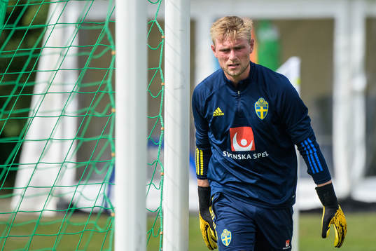 Goalkeeper Jacob Rinne of the Swedish national football