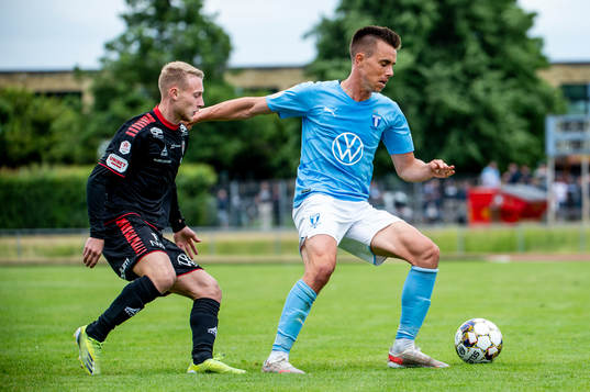 Kalmars Lucas Andrén och Malmö FFs Jonas Knudsen