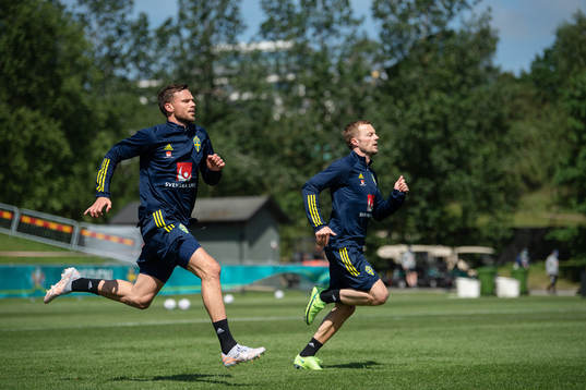 Marcus Berg and Sebastian Larsson of the Swedish national