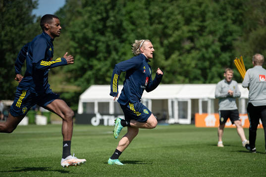 Alexander Isak and Emil Forsberg of the Swedish national