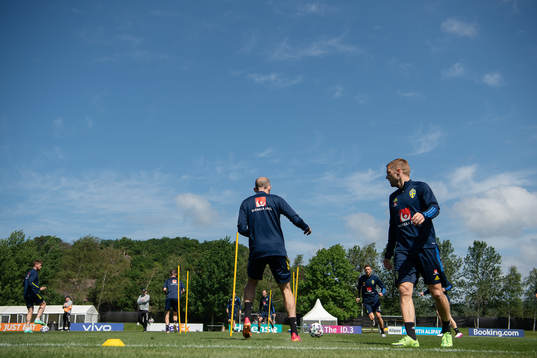 Marcus Berg and Sebastian Larsson of the Swedish national