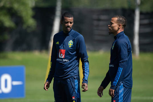 Alexander Isak and Robin Quaison of the Swedish national