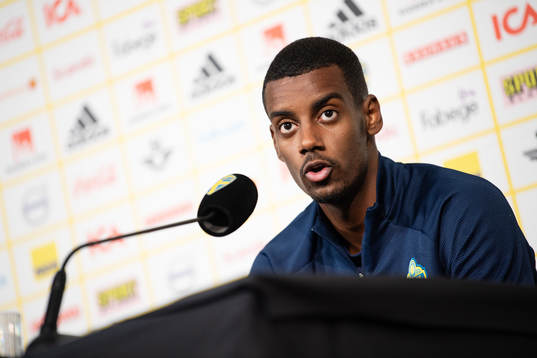 Alexander Isak of the Swedish national football team at a
