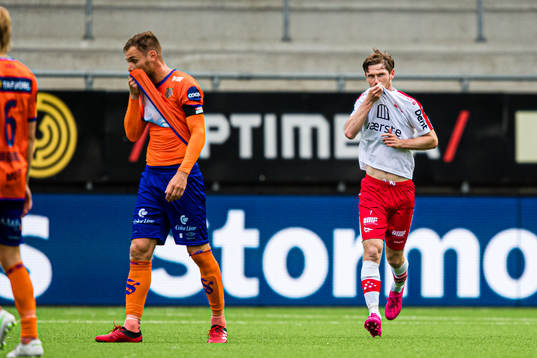 David Thomas Fällman of Aalesund looks dejected and Thomas
