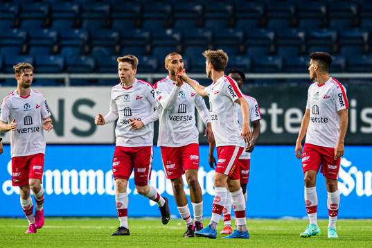 Nicolay Tveten Solberg of Fredrikstad celebrates