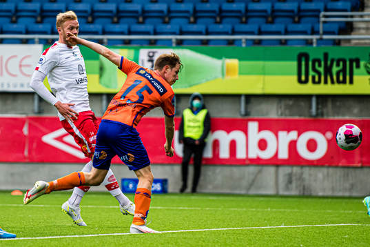 Kristoffer Ødemarksbakken of Aalesund scores the 2-1 goal
