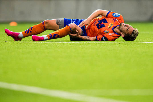 Niklas Fernando Nygaard Castro of Aalesund in pain