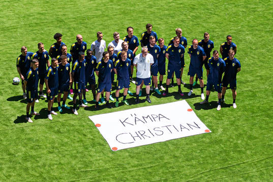 Players and coaching staff of the Swedish national football
