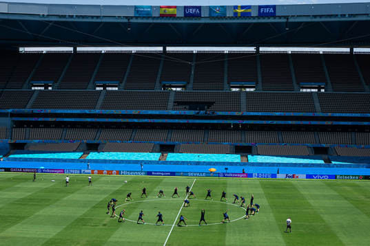 Players of the Swedish national football team at a training
