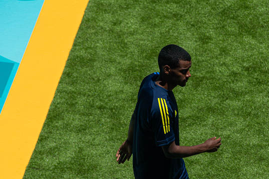 Alexander Isak of the Swedish national football team at a