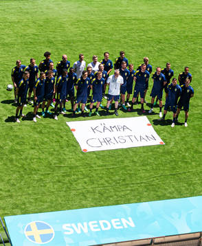 Players and coaching staff of the Swedish national football