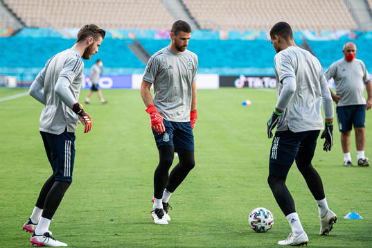 Goalkeepers David de Gea, Unai Simon and Robert Sanchez of