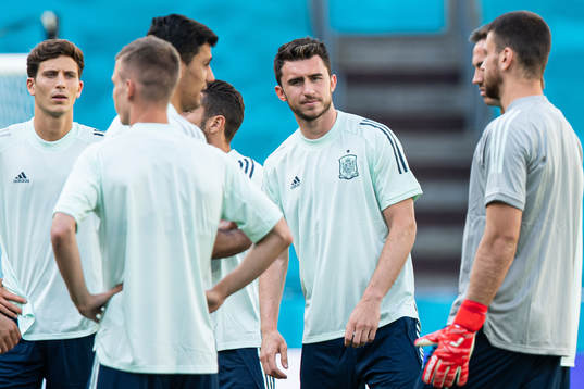 Aymeric Laporte of the Spanish national football team at a