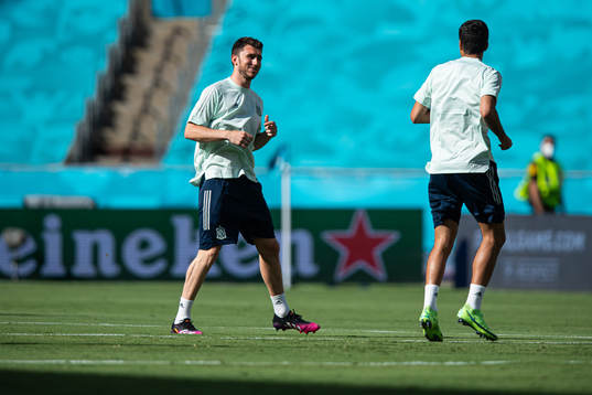 Aymeric Laporte of the Spanish national football team at a