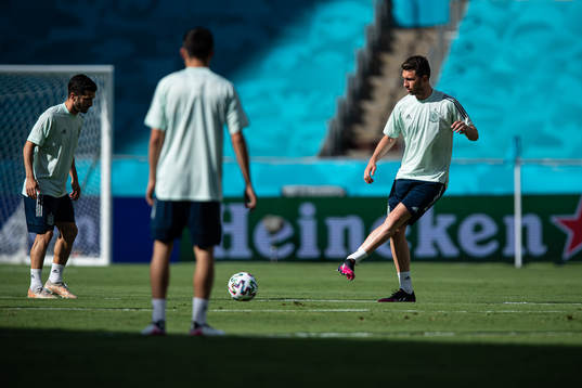 Aymeric Laporte of the Spanish national football team at a